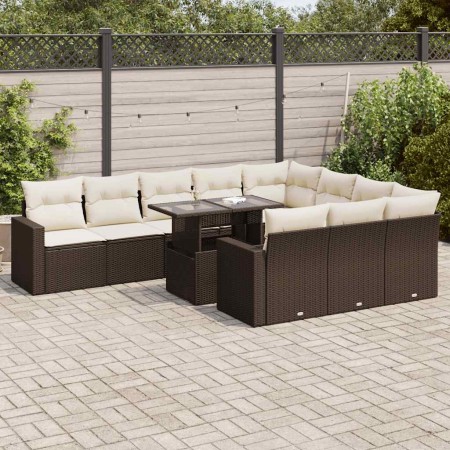 Set de sofás de jardín 11 pzas cojines ratán sintético marrón de , Conjuntos de jardín - Ref: Foro24-3326394, Precio: 789,46 ...