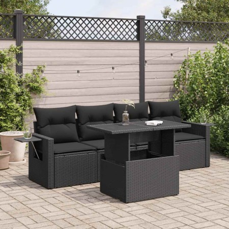 Set de muebles de jardín 5 pzas y cojines ratán sintético negro de , Conjuntos de jardín - Ref: Foro24-3326396, Precio: 396,2...