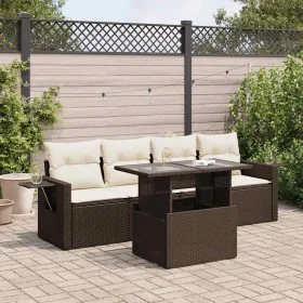 Set comedor de jardín 5 piezas y cojines ratán sintético marrón de , Conjuntos de jardín - Ref: Foro24-3326404, Precio: 378,2...