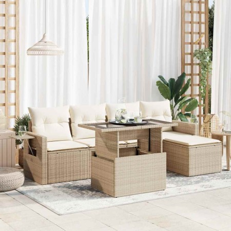 Juego de sofás jardín con cojines 6 pzas ratán sintético beige de , Conjuntos de jardín - Ref: Foro24-3326459, Precio: 483,48...