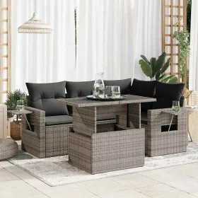Juego de sofás jardín con cojines 5 pzas ratán sintético gris de , Conjuntos de jardín - Ref: Foro24-3326471, Precio: 381,15 ...