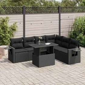 Set de sofás de jardín 7 pzas con cojines ratán sintético negro de , Conjuntos de jardín - Ref: Foro24-3326486, Precio: 535,1...