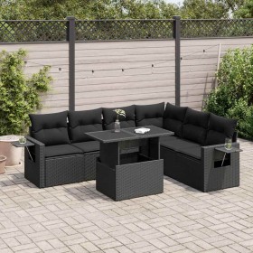 Set de sofás de jardín 7 pzas con cojines ratán sintético negro de , Conjuntos de jardín - Ref: Foro24-3326486, Precio: 525,7...