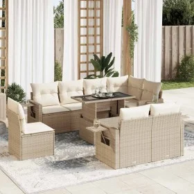 Set de sofás de jardín con cojines 9 pzas ratán sintético beige de , Conjuntos de jardín - Ref: Foro24-3326499, Precio: 760,8...