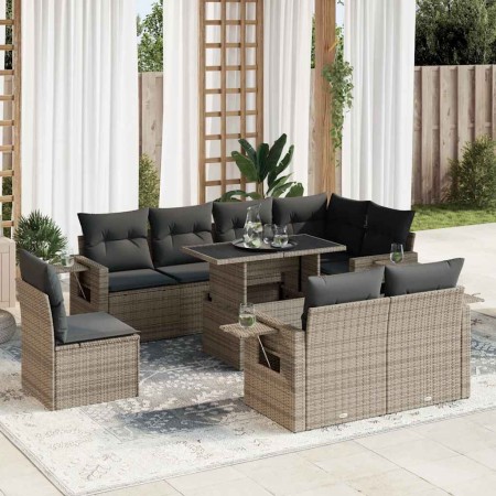 Set de sofás de jardín con cojines 9 pzas ratán sintético gris de , Conjuntos de jardín - Ref: Foro24-3326501, Precio: 683,82...