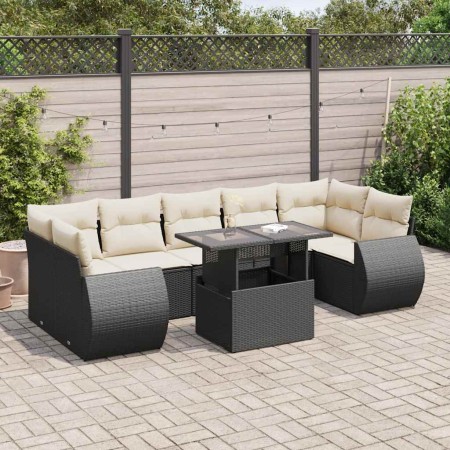 Set de sofás de jardín y cojines 8 piezas ratán sintético negro de , Conjuntos de jardín - Ref: Foro24-3326597, Precio: 557,9...