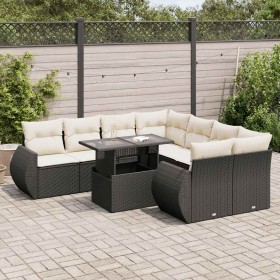 Set de sofás de jardín con cojines 9 pzas ratán sintético negro de , Conjuntos de jardín - Ref: Foro24-3326607, Precio: 609,4...