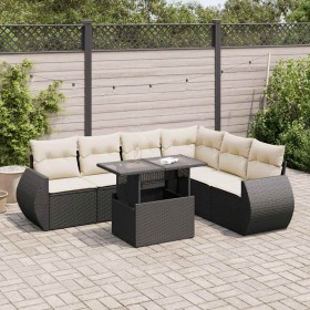 Set de sofás de jardín 7 pzas con cojines ratán sintético negro de , Conjuntos de jardín - Ref: Foro24-3326647, Precio: 487,0...