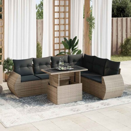 Set de sofás de jardín 7 pzas con cojines ratán sintético gris de , Conjuntos de jardín - Ref: Foro24-3326651, Precio: 495,50...