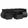 Set de sofás de jardín 7 pzas con cojines ratán sintético negro de , Conjuntos de jardín - Ref: Foro24-3326666, Precio: 521,8...