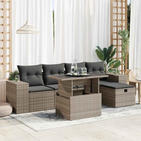 Set de muebles de jardín 6 pzas y cojines ratán sintético gris de , Conjuntos de jardín - Ref: Foro24-3327930, Precio: 421,52...