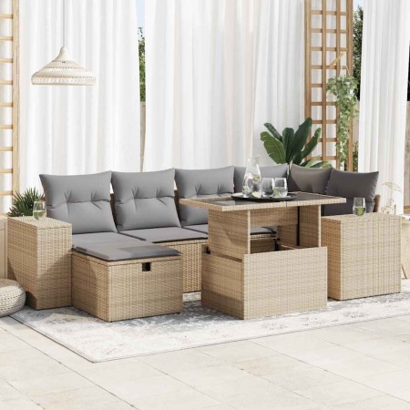 Set de sofás de jardín y cojines 8 piezas ratán sintético beige de , Conjuntos de jardín - Ref: Foro24-3327939, Precio: 534,9...