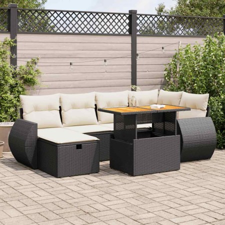Set sofás jardín y cojines 8 pzas ratán sintético acacia negro de , Conjuntos de jardín - Ref: Foro24-3328057, Precio: 486,87...