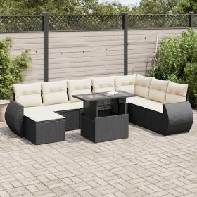 Set de sofás de jardín con cojines 9 pzas ratán sintético negro by , Garden sets - Ref: Foro24-3326687, Price: 593,28 €, Disc...