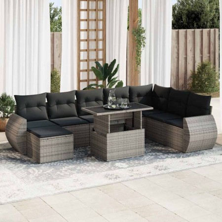 Set de sofás de jardín con cojines 9 pzas ratán sintético gris de , Conjuntos de jardín - Ref: Foro24-3326691, Precio: 627,06...