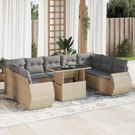 Juego de sofás jardín con cojines beige 10 pzas ratán sintético de , Conjuntos de jardín - Ref: Foro24-3326700, Precio: 779,5...