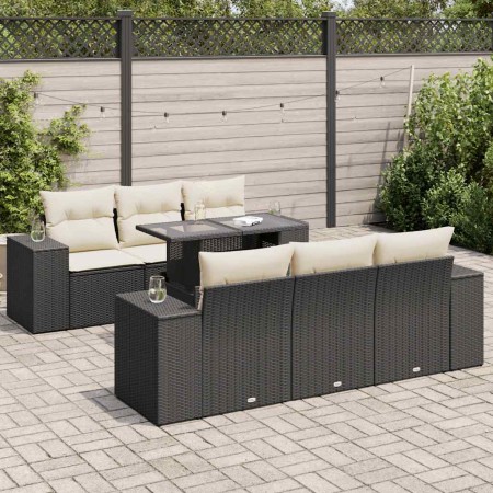 Set de sofás de jardín 7 pzas con cojines ratán sintético negro de , Conjuntos de jardín - Ref: Foro24-3326737, Precio: 523,8...