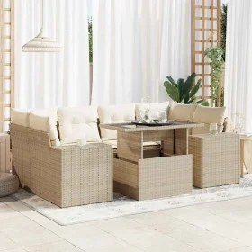 Set sofás de jardín 7 piezas y cojines ratán sintético beige de , Conjuntos de jardín - Ref: Foro24-3326749, Precio: 597,53 €...