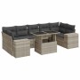 Set de sofás de jardín 8 pzas y cojines ratán sintético gris de , Conjuntos de jardín - Ref: Foro24-3326763, Precio: 637,07 €...