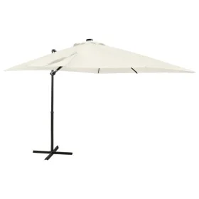 Sombrilla de jardín voladiza con palo y luces LED arena 250 cm de vidaXL, Sombrillas - Ref: Foro24-312320, Precio: 177,45 €, ...