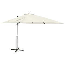 Sombrilla de jardín voladiza con palo y luces LED arena 250 cm de vidaXL, Sombrillas - Ref: Foro24-312320, Precio: 180,08 €, ...