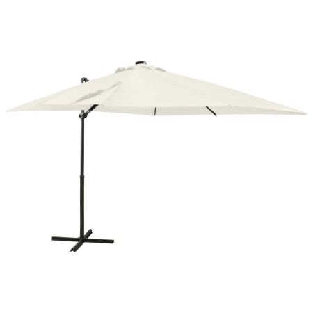 Sombrilla de jardín voladiza con palo y luces LED arena 250 cm de vidaXL, Sombrillas - Ref: Foro24-312320, Precio: 180,08 €, ...