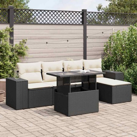 Set de sofás de jardín 6 piezas y cojines ratán sintético negro de , Conjuntos de jardín - Ref: Foro24-3326777, Precio: 406,1...
