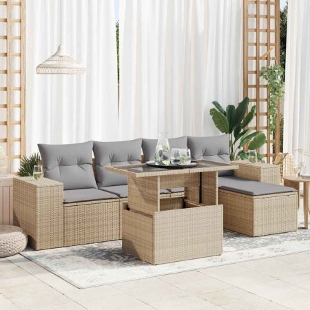 Juego de sofás jardín con cojines 6 pzas ratán sintético beige de , Conjuntos de jardín - Ref: Foro24-3326780, Precio: 454,43...