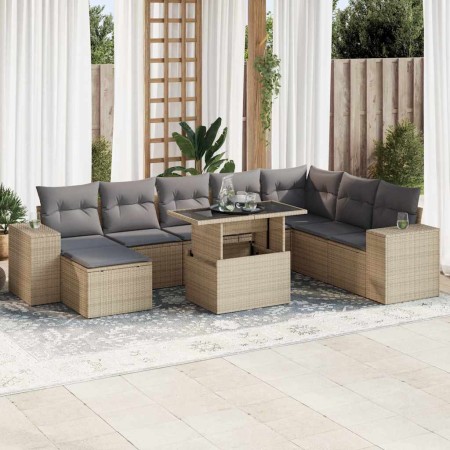Set de sofás de jardín con cojines 9 pzas ratán sintético beige de , Conjuntos de jardín - Ref: Foro24-3326850, Precio: 631,4...