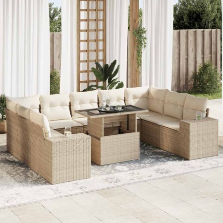 Juego de sofás jardín con cojines beige 10 pzas ratán sintético de , Conjuntos de jardín - Ref: Foro24-3326859, Precio: 845,1...