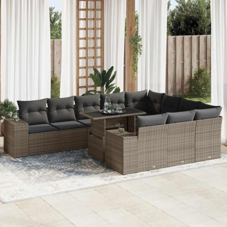 Set de sofás de jardín 11 pzas y cojines ratán sintético gris de , Conjuntos de jardín - Ref: Foro24-3326871, Precio: 747,68 ...