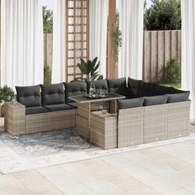 Set de sofás de jardín 11 pzas y cojines ratán sintético gris de , Conjuntos de jardín - Ref: Foro24-3326873, Precio: 879,69 ...