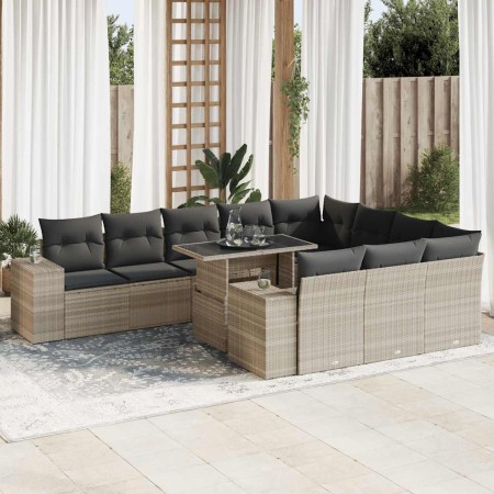 Set de sofás de jardín 11 pzas y cojines ratán sintético gris de , Conjuntos de jardín - Ref: Foro24-3326873, Precio: 879,69 ...