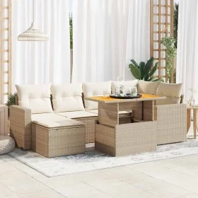 Set sofás de jardín 7 piezas y cojines ratán sintético beige de , Conjuntos de jardín - Ref: Foro24-3327061, Precio: 529,88 €...