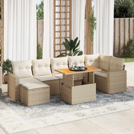 Set de sofás de jardín y cojines 8 piezas ratán sintético beige de , Conjuntos de jardín - Ref: Foro24-3327068, Precio: 610,1...