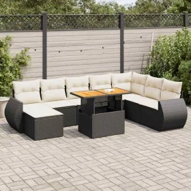 Set de sofás de jardín con cojines 9 pzas ratán sintético negro de , Conjuntos de jardín - Ref: Foro24-3327297, Precio: 576,1...