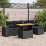 Set de sofás de jardín 6 piezas y cojines ratán sintético negro de , Conjuntos de jardín - Ref: Foro24-3327359, Precio: 436,3...