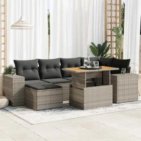 Set de sofás de jardín 7 pzas con cojines ratán sintético gris de , Conjuntos de jardín - Ref: Foro24-3327399, Precio: 485,72...