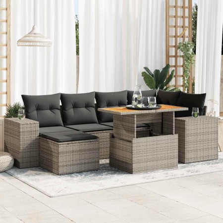 Set de sofás de jardín 7 pzas con cojines ratán sintético gris de , Conjuntos de jardín - Ref: Foro24-3327399, Precio: 477,36...