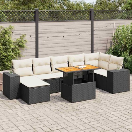 Set de sofás de jardín y cojines 8 piezas ratán sintético negro de , Conjuntos de jardín - Ref: Foro24-3327402, Precio: 522,6...