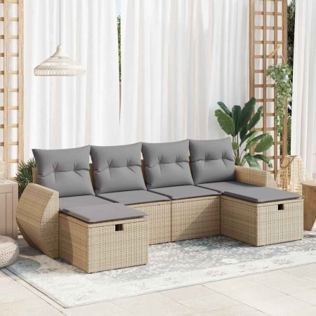 Juego de sofás jardín con cojines 6 pzas ratán sintético beige de , Conjuntos de jardín - Ref: Foro24-3325625, Precio: 397,50...