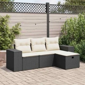 Juego de sofás jardín 4 pzas con cojines ratán sintético negro by , Garden sets - Ref: Foro24-3325652, Price: 265,67 €, Disco...