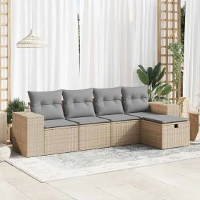 Juego de sofás jardín con cojines 5 pzas ratán sintético beige de , Conjuntos de jardín - Ref: Foro24-3325665, Precio: 348,88...