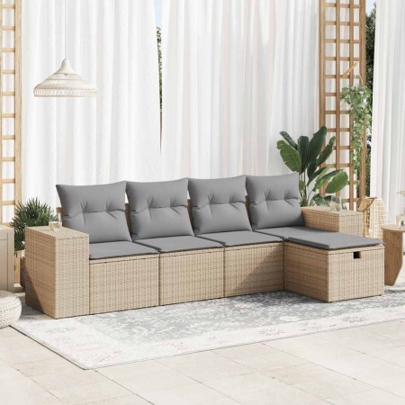 Juego de sofás jardín con cojines 5 pzas ratán sintético beige de , Conjuntos de jardín - Ref: Foro24-3325665, Precio: 353,93...