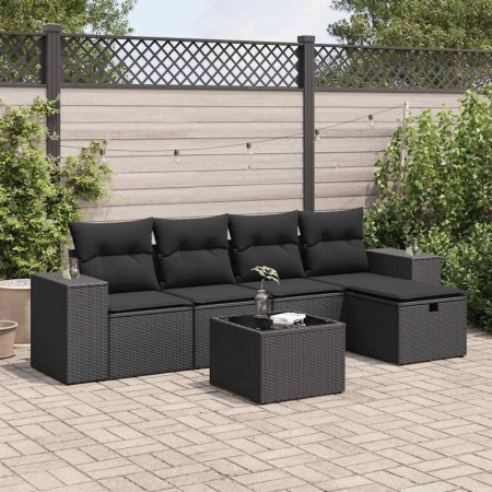 Set de sofás de jardín 6 piezas y cojines ratán sintético negro de , Conjuntos de jardín - Ref: Foro24-3325671, Precio: 394,7...