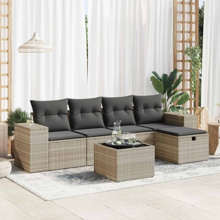 Set de sofás de jardín 6 pzas y cojines ratán sintético gris de , Conjuntos de jardín - Ref: Foro24-3325678, Precio: 386,97 €...