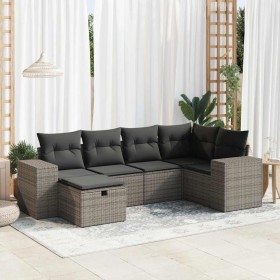 Set de muebles de jardín 6 pzas y cojines ratán sintético gris de , Conjuntos de jardín - Ref: Foro24-3325686, Precio: 427,43...