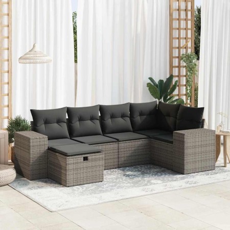 Set de muebles de jardín 6 pzas y cojines ratán sintético gris de , Conjuntos de jardín - Ref: Foro24-3325686, Precio: 427,43...