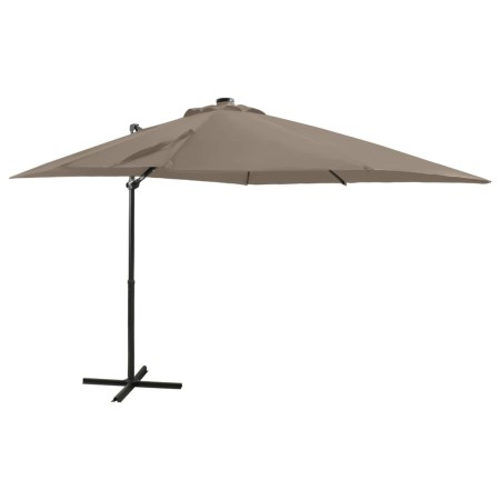 Sombrilla voladiza con poste y luces LED gris taupé 250 cm de vidaXL, Sombrillas - Ref: Foro24-312323, Precio: 180,50 €, Desc...