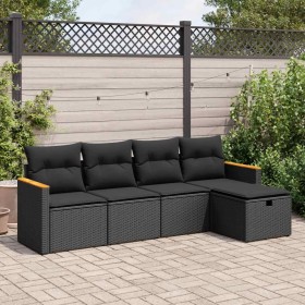 Set de muebles de jardín 5 pzas y cojines ratán sintético negro de , Conjuntos de jardín - Ref: Foro24-3325898, Precio: 352,0...